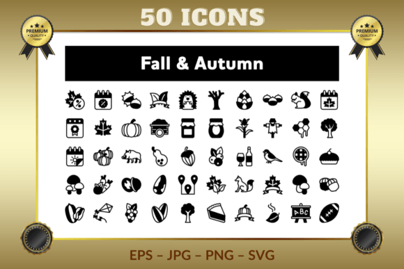 Fall Autumn Half Glyph Icons Graphics