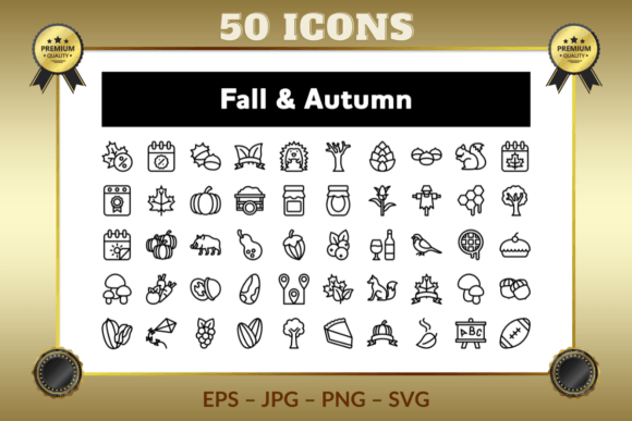 Fall Autumn Outline Icons Graphics