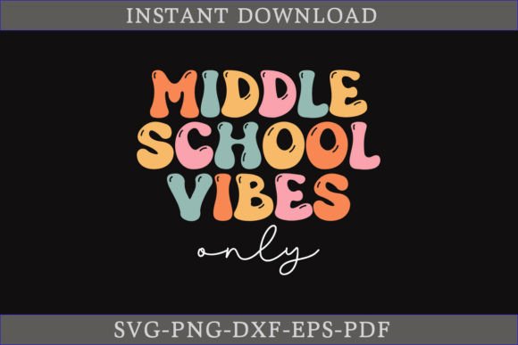 Middle School Vibes Only Retro T-Shirt Graphics