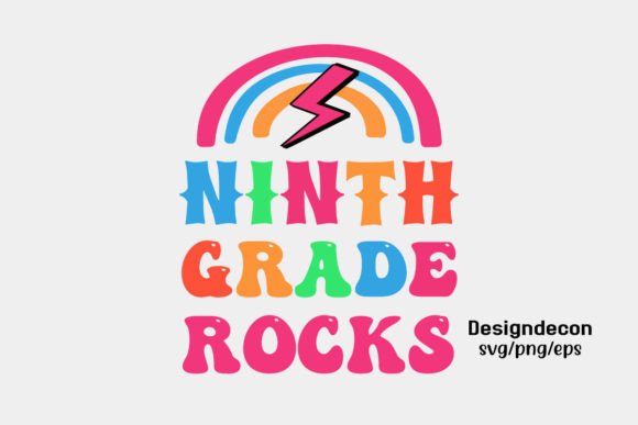 Ninth Grade Rocks Retro SVG Graphics for Crafts