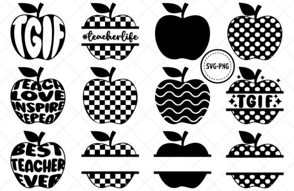 Teacher Monogram Apple SVG School Bundle: Graphics for Crafts & Content